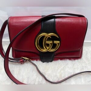 GUCCI-G550129 525040 Red Leather Arli Crossbody